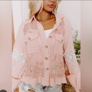 Pol Light Pink Embellished Button-down Shirt
